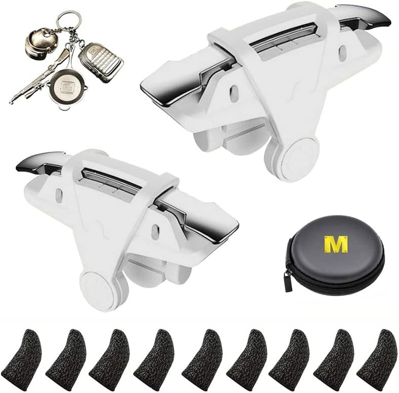 Mikirini 13 in 1 Mobile Gaming Controller Compatible with PUBG/Knives Out/Call of Duty, Cell Phone Game L1R1 Triggers Shooter for iPhone and Android Phones (White) - Image 1